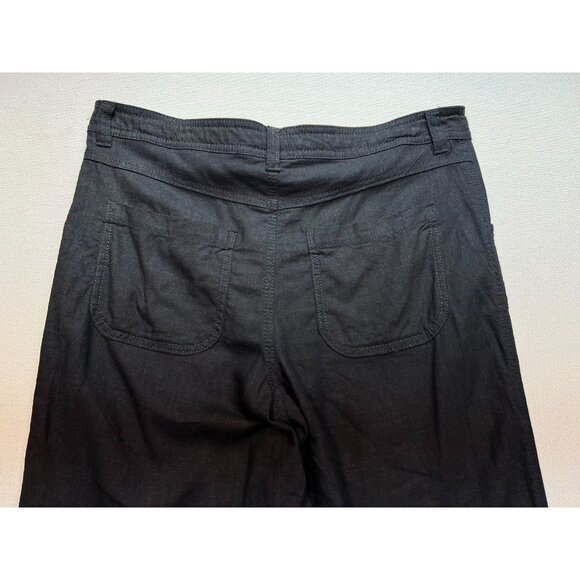 Divided Wide Leg Linen Blend Pants Womens M Charcoal Gray Drawstring Relaxed Fit - Picture 9 of 10